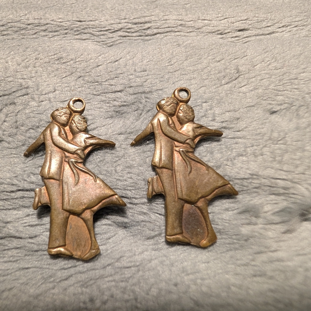 Vintage Bronze Dancing Couple Charms